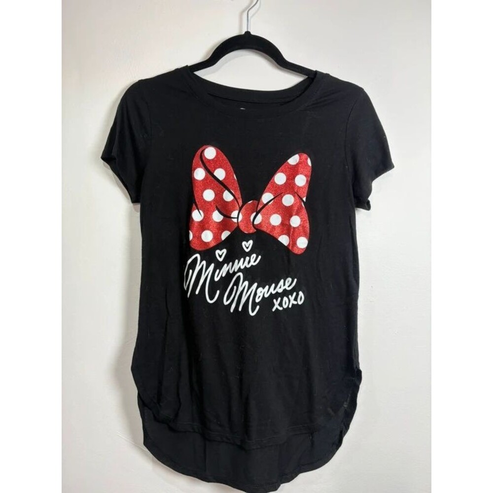 Disney Minnie Mouse Glitter Bow T-Shirt Black Size S 3/5